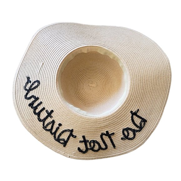 Tan Straw Woven Sun Hat DO NOT DISTURB Siesta Beach Outdoor 16.5" One Size DH357 - Picture 4 of 5